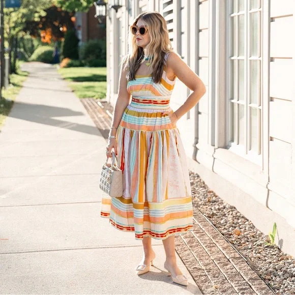 Hunter Bell Mara Abstract Stripe Midi Dress NWT Size 4 - Picture 11 of 14